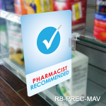 PHARMACIST RECOMMENDED - 4.5" W x 6" H, 4/4, Printed Flag Position Signs, RB-PREC-MAV