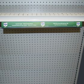 Mucinex DM 15 Mil Vinyl Undershelf Mount Printed Sign, RB-MUC-DM-USM