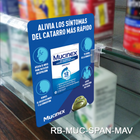 MUCINEX "SPANISH" 4.5" W x 6" H, 4/4, Printed Flag Position Signs, RB-MUC-SPAN-MAV